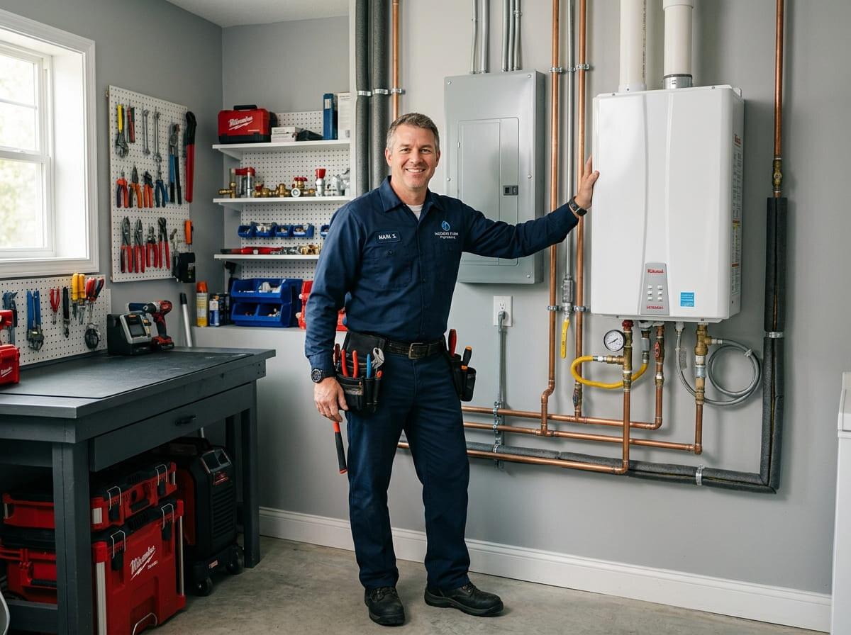 Professional plumber working
